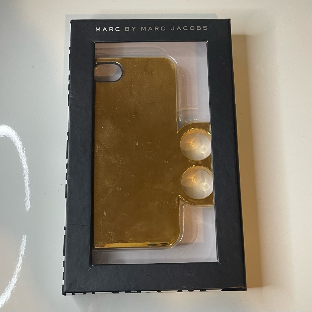 VTG: Marc Jacobs: Gold Metallic Double Ring Phone Case iPhone 5!